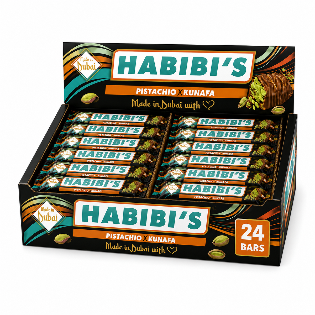 24x Habibi’s Dubai Bar Milchschokolade 40g (Display)
